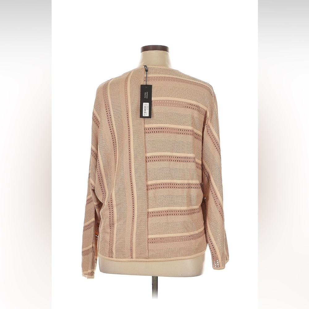 Misook Blush-Beige Open Knit V-Neck Sweater - Picture 4 of 7